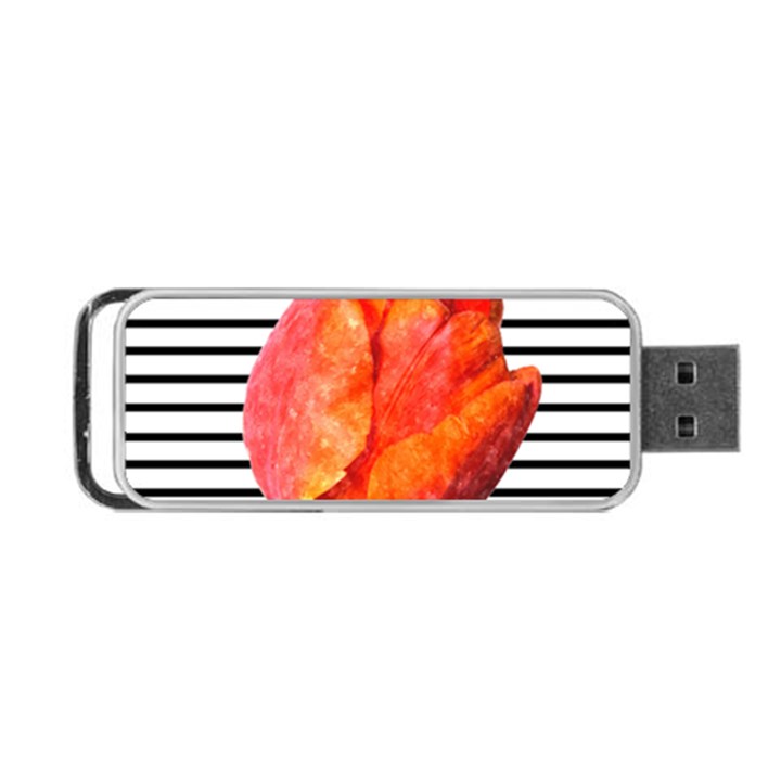 Tulip watercolor Red and black stripes Portable USB Flash (One Side)