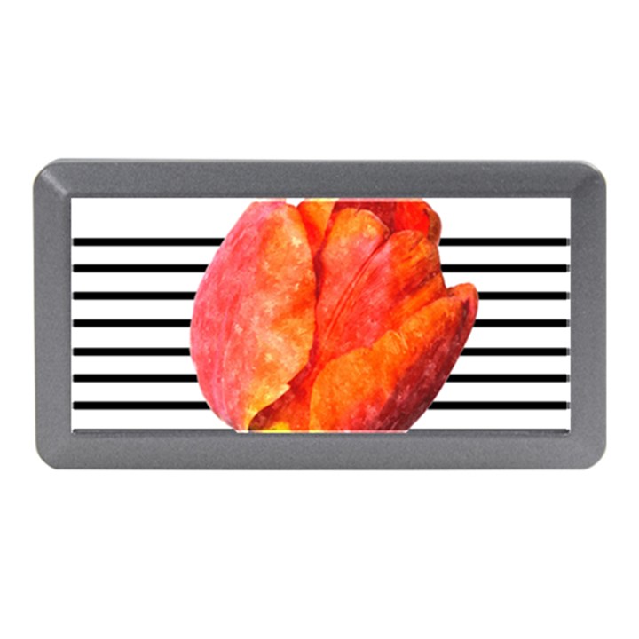 Tulip watercolor Red and black stripes Memory Card Reader (Mini)