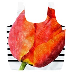 Tulip Watercolor Red And Black Stripes Full Print Recycle Bag (xxl) by picsaspassion