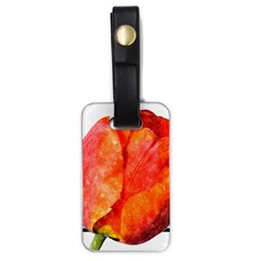 Tulip Watercolor Red And Black Stripes Luggage Tag (one Side) by picsaspassion