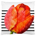 Tulip watercolor Red and black stripes Large Flano Cushion Case (One Side) Front