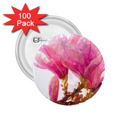 Magnolia Roze aquarel watercolor 2.25  Buttons (100 pack) 