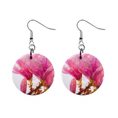 Magnolia Roze Aquarel Watercolor Mini Button Earrings by picsaspassion