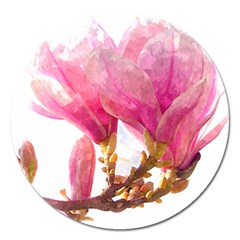 Magnolia Roze aquarel watercolor Magnet 5  (Round)