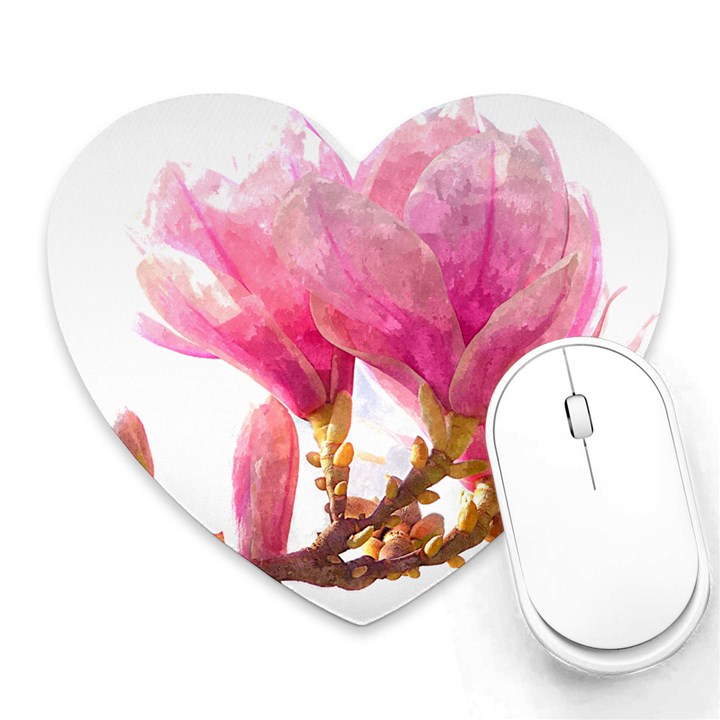 Magnolia Roze aquarel watercolor Heart Mousepads