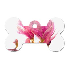 Magnolia Roze aquarel watercolor Dog Tag Bone (One Side)