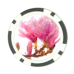 Magnolia Roze aquarel watercolor Poker Chip Card Guard