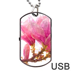 Magnolia Roze Aquarel Watercolor Dog Tag Usb Flash (two Sides) by picsaspassion