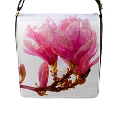 Magnolia Roze aquarel watercolor Flap Closure Messenger Bag (L)