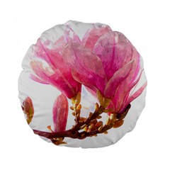 Magnolia Roze aquarel watercolor Standard 15  Premium Flano Round Cushions