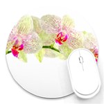 Phalenopsis orchid white lilac watercolor aquarel Round Mousepads Front