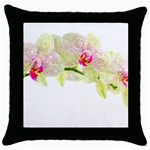 Phalenopsis orchid white lilac watercolor aquarel Throw Pillow Case (Black) Front