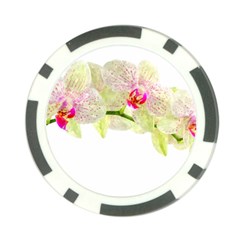 Phalenopsis Orchid White Lilac Watercolor Aquarel Poker Chip Card Guard by picsaspassion