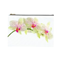 Phalenopsis Orchid White Lilac Watercolor Aquarel Cosmetic Bag (large) by picsaspassion