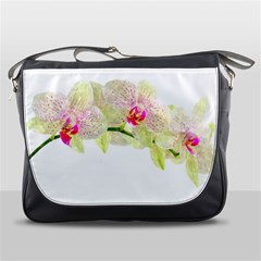 Phalenopsis Orchid White Lilac Watercolor Aquarel Messenger Bag by picsaspassion