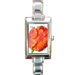 Spring Tulip red watercolor aquarel Rectangle Italian Charm Watch Front