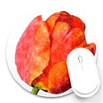 Spring Tulip red watercolor aquarel Round Mousepads Front