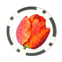 Spring Tulip Red Watercolor Aquarel Poker Chip Card Guard (10 Pack) by picsaspassion