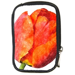 Spring Tulip Red Watercolor Aquarel Compact Camera Leather Case by picsaspassion