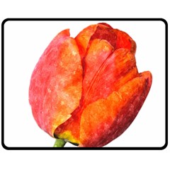 Spring Tulip Red Watercolor Aquarel Fleece Blanket (medium)  by picsaspassion