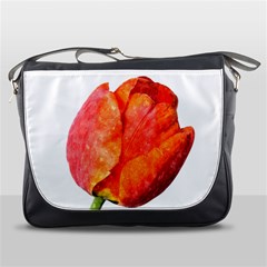 Spring Tulip Red Watercolor Aquarel Messenger Bag by picsaspassion