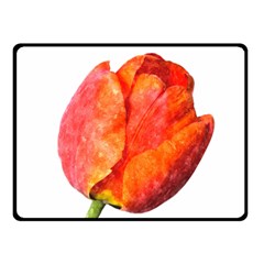 Spring Tulip Red Watercolor Aquarel Double Sided Fleece Blanket (small)  by picsaspassion