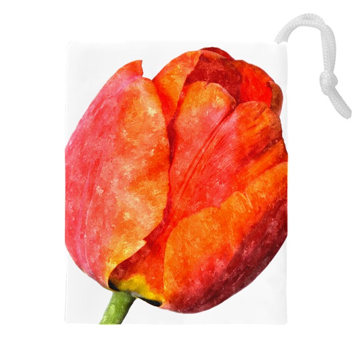 Spring Tulip red watercolor aquarel Drawstring Pouch (5XL)