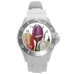 Tulips Spring Bouquet Round Plastic Sport Watch (l) by picsaspassion