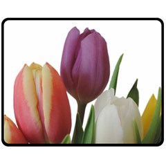 Tulips Spring Bouquet Double Sided Fleece Blanket (medium)  by picsaspassion