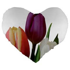 Tulips Spring Bouquet Large 19  Premium Flano Heart Shape Cushions by picsaspassion