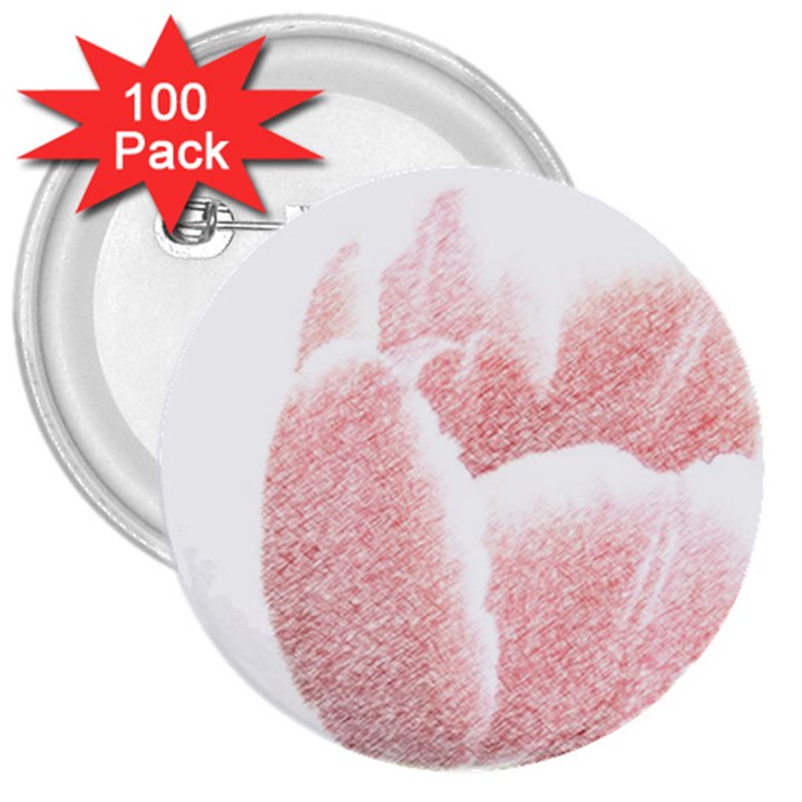 Tulip red white pencil drawing 3  Buttons (100 pack) 