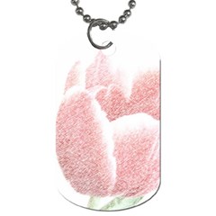 Tulip Red White Pencil Drawing Dog Tag (two Sides) by picsaspassion