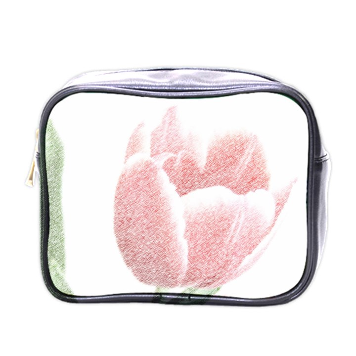 Tulip red white pencil drawing Mini Toiletries Bag (One Side)