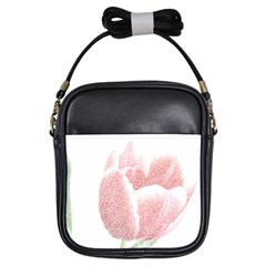 Tulip Red White Pencil Drawing Girls Sling Bag by picsaspassion