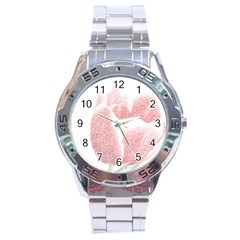 Tulip Red White Pencil Drawing Stainless Steel Analogue Watch by picsaspassion