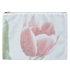 Tulip Red White Pencil Drawing Cosmetic Bag (xxl) by picsaspassion