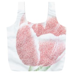 Tulip Red White Pencil Drawing Full Print Recycle Bag (xxxl)