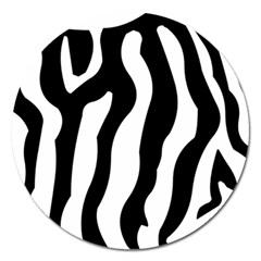 Wild Zebra Pattern Black And White Magnet 5  (round) by picsaspassion