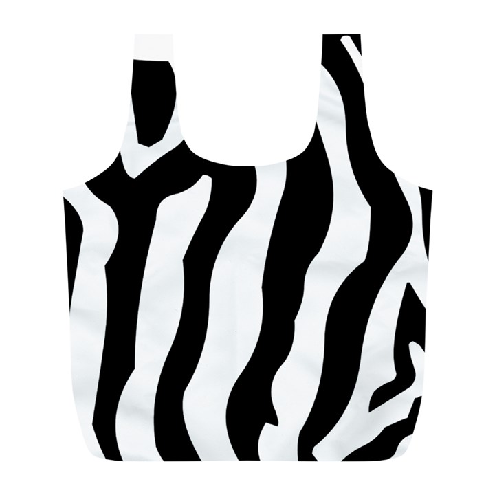 Wild Zebra pattern black and white Full Print Recycle Bag (L)