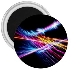 Colorful Neon Art Light Rays, Rainbow Colors 3  Magnets by picsaspassion