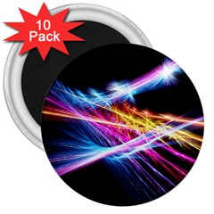 Colorful Neon Art Light Rays, Rainbow Colors 3  Magnets (10 Pack)  by picsaspassion