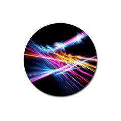 Colorful Neon Art Light Rays, Rainbow Colors Magnet 3  (round) by picsaspassion