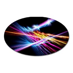 Colorful Neon Art Light Rays, Rainbow Colors Oval Magnet by picsaspassion