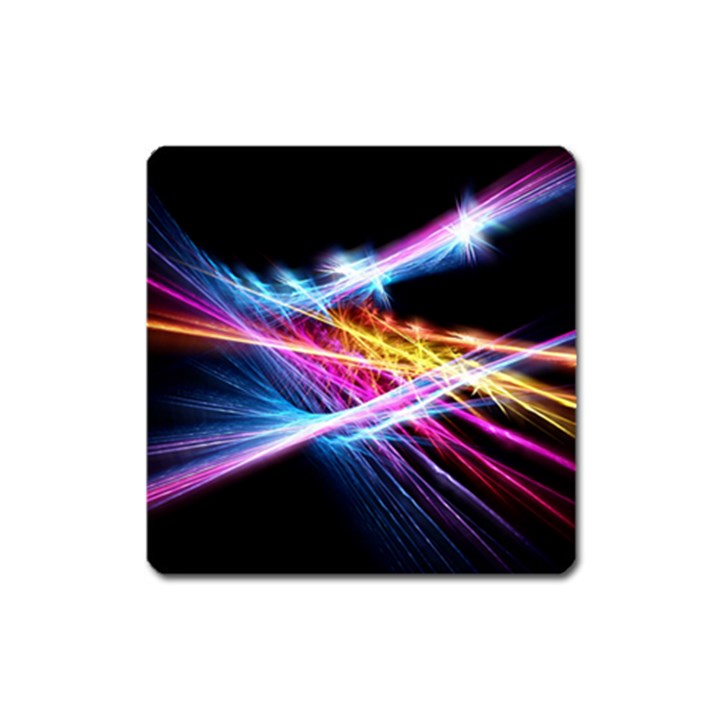 Colorful Neon Art Light rays, rainbow colors Square Magnet