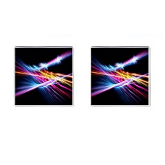 Colorful Neon Art Light Rays, Rainbow Colors Cufflinks (square) by picsaspassion