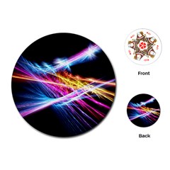 Colorful Neon Art Light Rays, Rainbow Colors Playing Cards Single Design (round) by picsaspassion