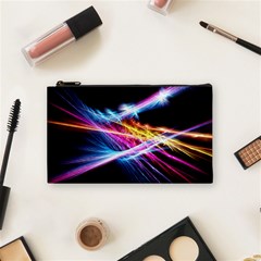 Colorful Neon Art Light Rays, Rainbow Colors Cosmetic Bag (small) by picsaspassion