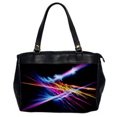 Colorful Neon Art Light Rays, Rainbow Colors Oversize Office Handbag by picsaspassion