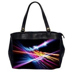 Colorful Neon Art Light Rays, Rainbow Colors Oversize Office Handbag (2 Sides) by picsaspassion