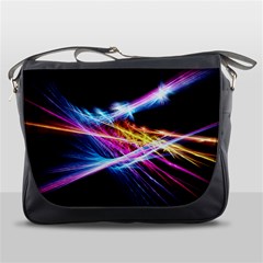 Colorful Neon Art Light Rays, Rainbow Colors Messenger Bag by picsaspassion